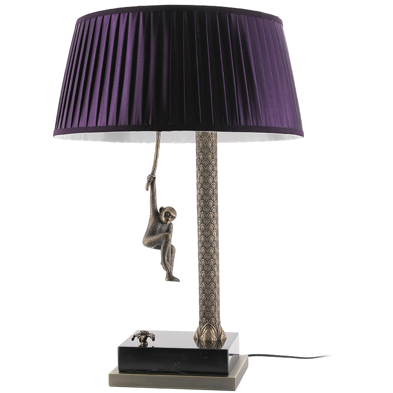 Настольная лампа Джунгли Table Lamp Jungle Purple Латунь Античная полированная Черный Мрамор Nero Пурпурно-фиолетовый в Саратове | Loft Concept 