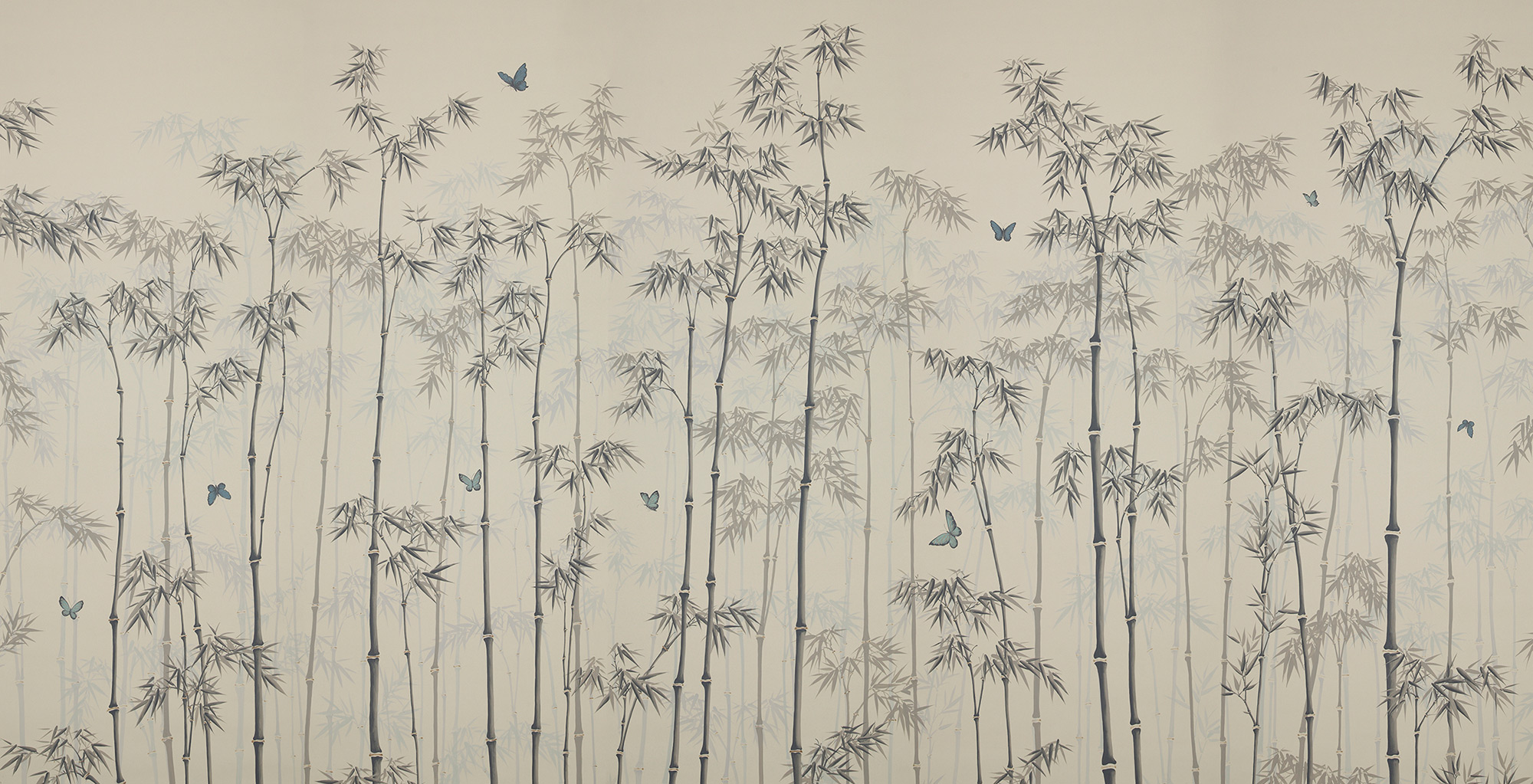 Обои ручная роспись Distant Bamboo Special Colourway on white dyed paper Обои ручная роспись Distant Bamboo Special Colourway on white dyed paper - постер Loft-Concept в Саратове