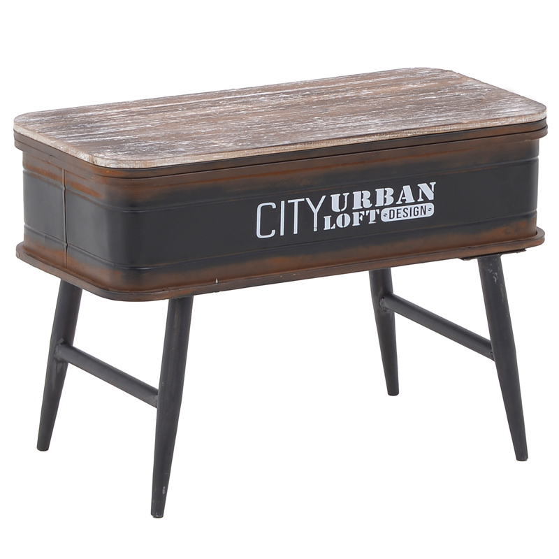 Приставной стол City Urban Loft Design Table black Коричневый винтаж Винтажный черный в Саратове | Loft Concept 