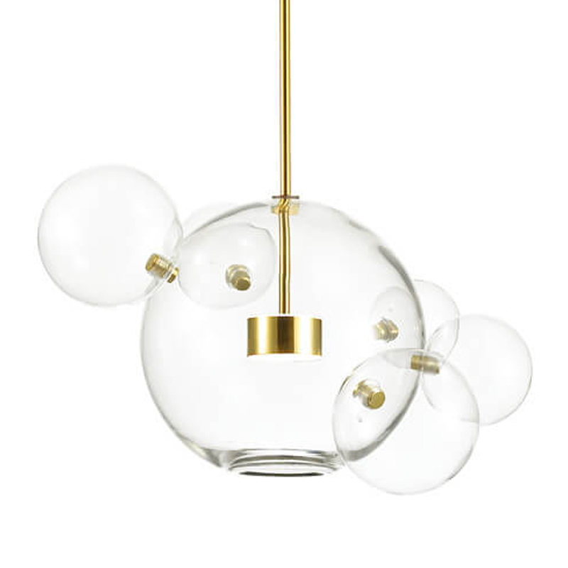 Подвесной светильник Transparent Bubble Pendant Gold 5 Глянцевое золото Прозрачный в Саратове | Loft Concept 