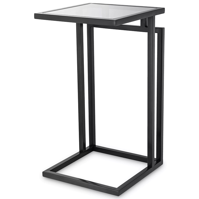 Приставной стол Eichholtz Side Table Marcus Black Черный Стекло Смок в Саратове | Loft Concept 