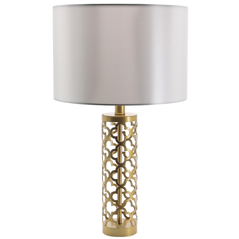 Настольная лампа Arabesque Quatrefoil Drum Table Lamp Золотой Серый в Саратове | Loft Concept 