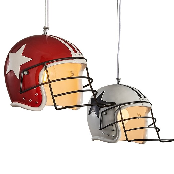 Подвесной светильник Sport Helmet Pendant Белый Красный в Саратове | Loft Concept 