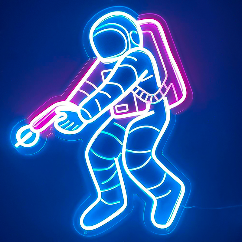 Неоновая настенная лампа Astronaut Neon Wall Lamp Синий Лиловый в Саратове | Loft Concept 