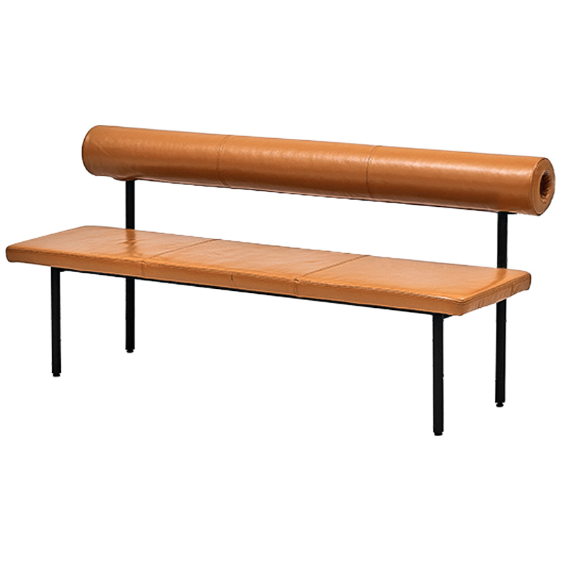 Диван-скамья с обивкой из натуральной кожи Timms Leather Sofa Bench Карамель Черный Диван-скамья с обивкой из натуральной кожи Timms Leather Sofa Bench Карамель Черный в Саратове | Loft Concept