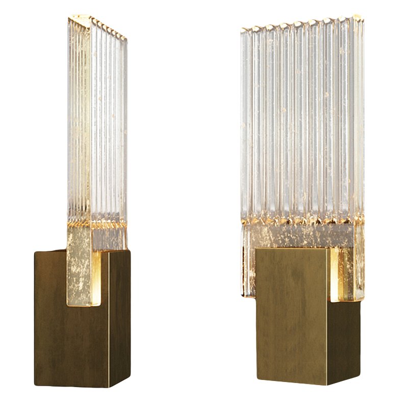 Бра PLEATED GLASS SCONCE Прозрачный (Transparent) Латунь в Саратове | Loft Concept 