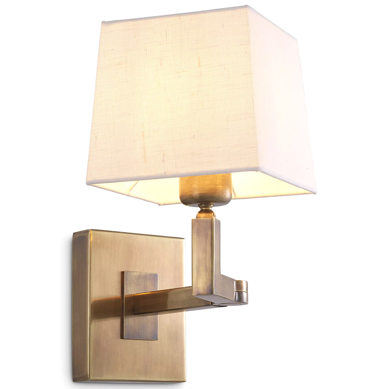 Бра Eichholtz Wall Lamp Cambell Brass Белый Винтажная латунь в Саратове | Loft Concept 