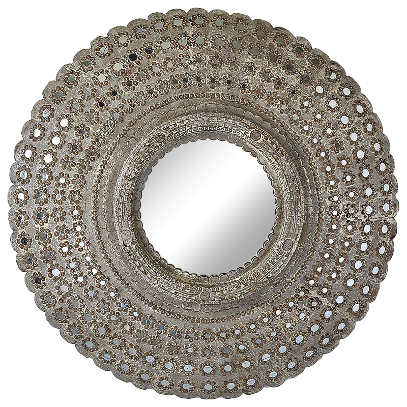 Зеркало Kiran Peacock Mirrors circle Restoration Hardware Бежево-серый в Саратове | Loft Concept 