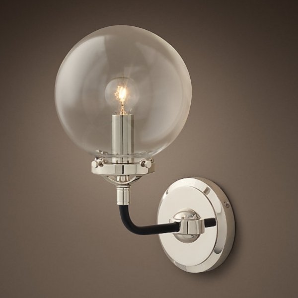Бра Bistro Globe Clear Glass Single Sconce Nickel  в Саратове | Loft Concept 