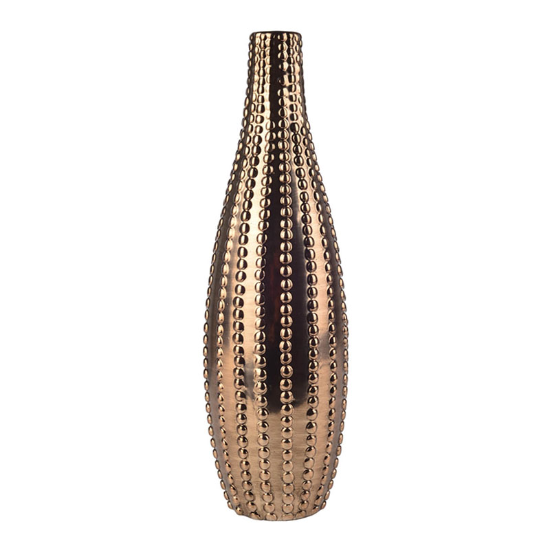 Ваза Ribbed Vase Narrow Throat bronze-gold 34  в Саратове | Loft Concept 