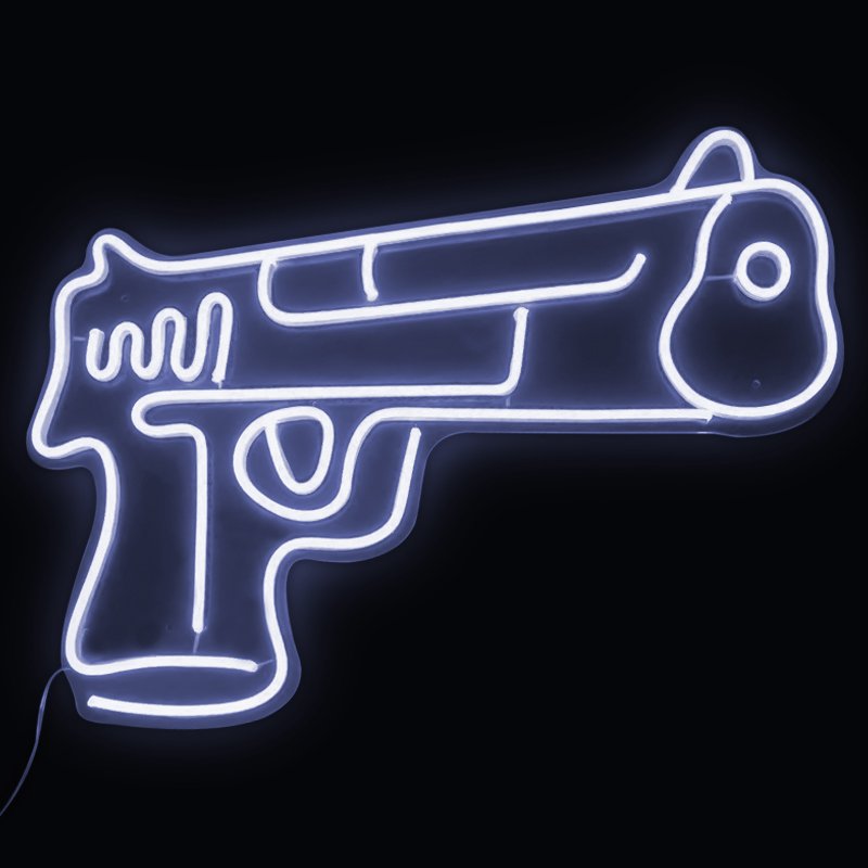 Неоновая настенная лампа Gun Neon Wall Lamp Белый Прозрачный в Саратове | Loft Concept 