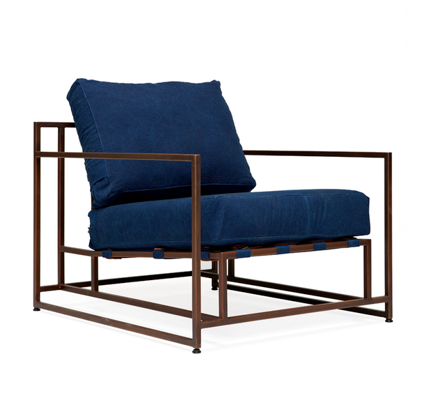 Кресло Kenn X Miller armchair Indigo and copper denim Индиго в Саратове | Loft Concept 