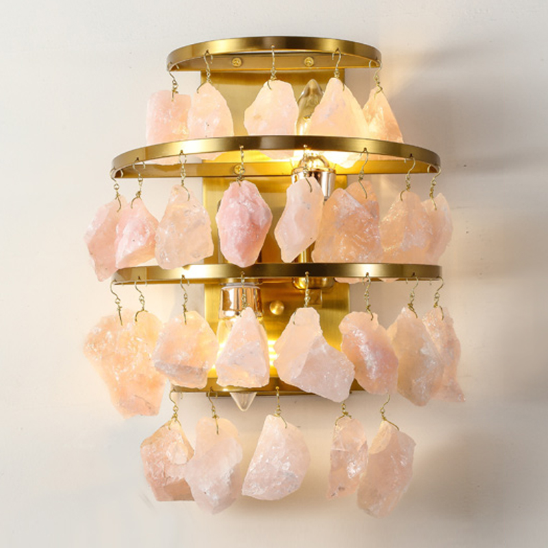 Hardis Pink stone Wall Lamp Латунь Дымчатая Роза в Саратове | Loft Concept 