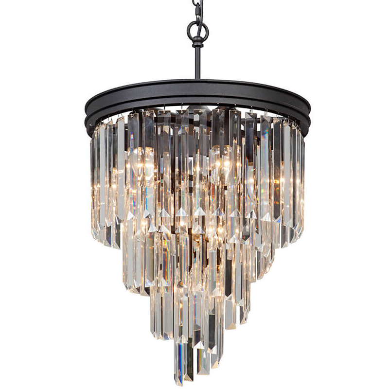 Люстра Odeon Chandelier Helix Black каскад прозрачное стекло  D 48 Прозрачное Стекло Черный матовый в Саратове | Loft Concept 