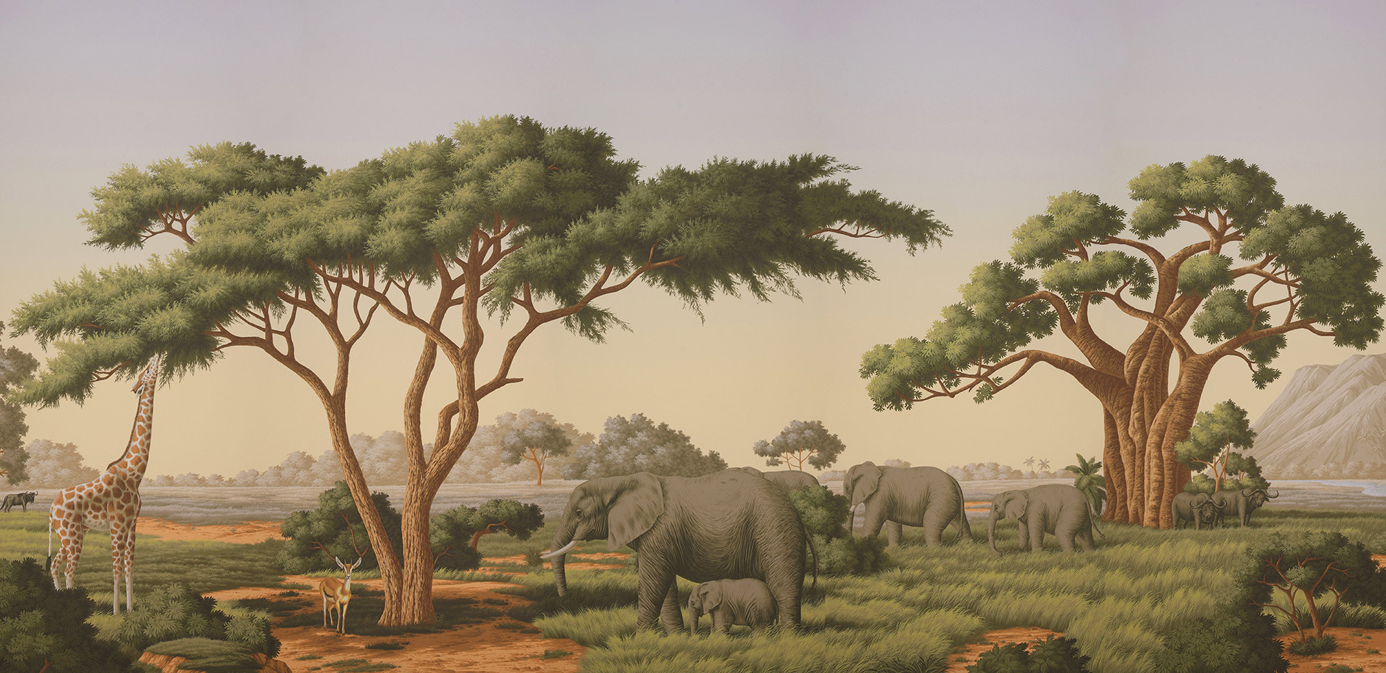 Обои ручная роспись African Savannah Amarelo on scenic paper Обои ручная роспись African Savannah Amarelo on scenic paper - постер Loft-Concept в Саратове