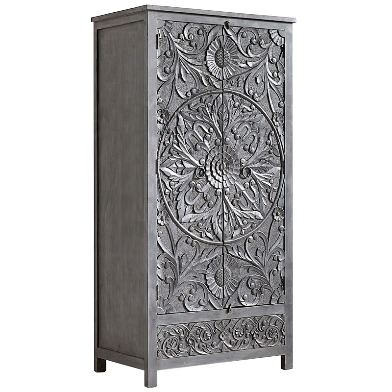 Шкаф Indian Antique White Furniture Cupboard Devan серый Серый в Саратове | Loft Concept 