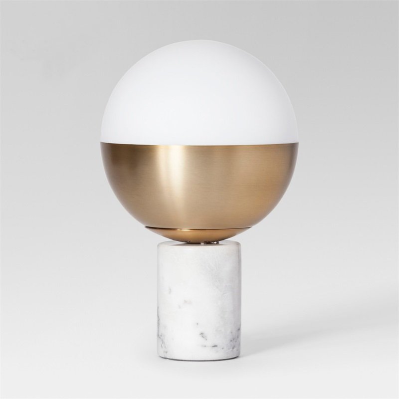 Настольная лампа Geneva Globe Marble Белый Латунь Настольная лампа Geneva Globe Marble Белый Латунь в Саратове | Loft Concept