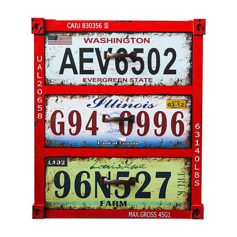 Тумба Car Plate Numbers Красный Мульти Тумба Car Plate Numbers Красный Мульти в Саратове | Loft Concept