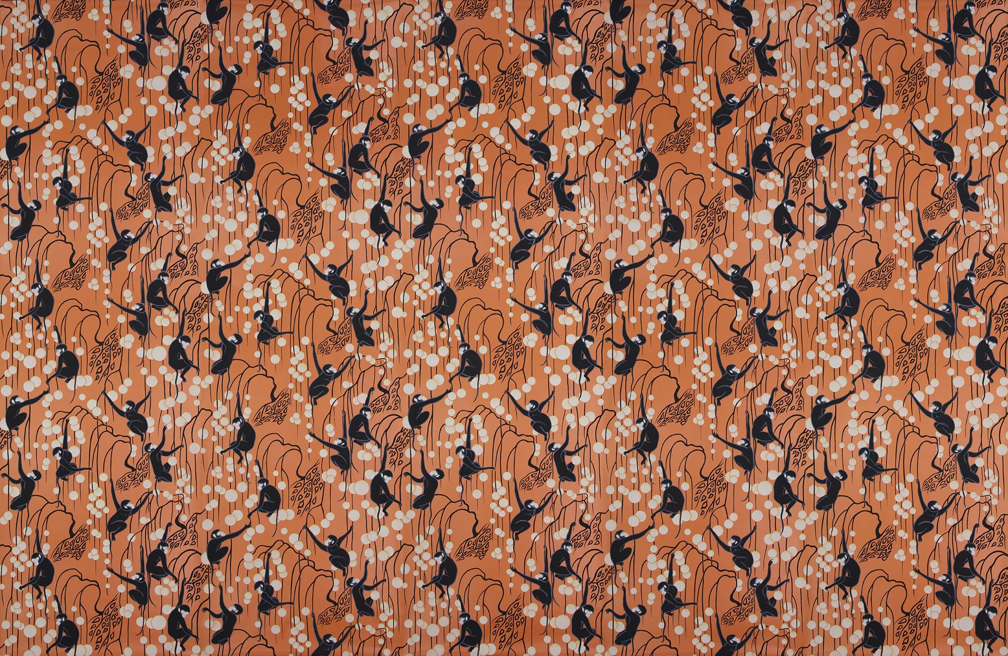 Обои ручная роспись Deco Monkeys Terracotta on dyed paper Обои ручная роспись Deco Monkeys Terracotta on dyed paper - постер Loft-Concept в Саратове