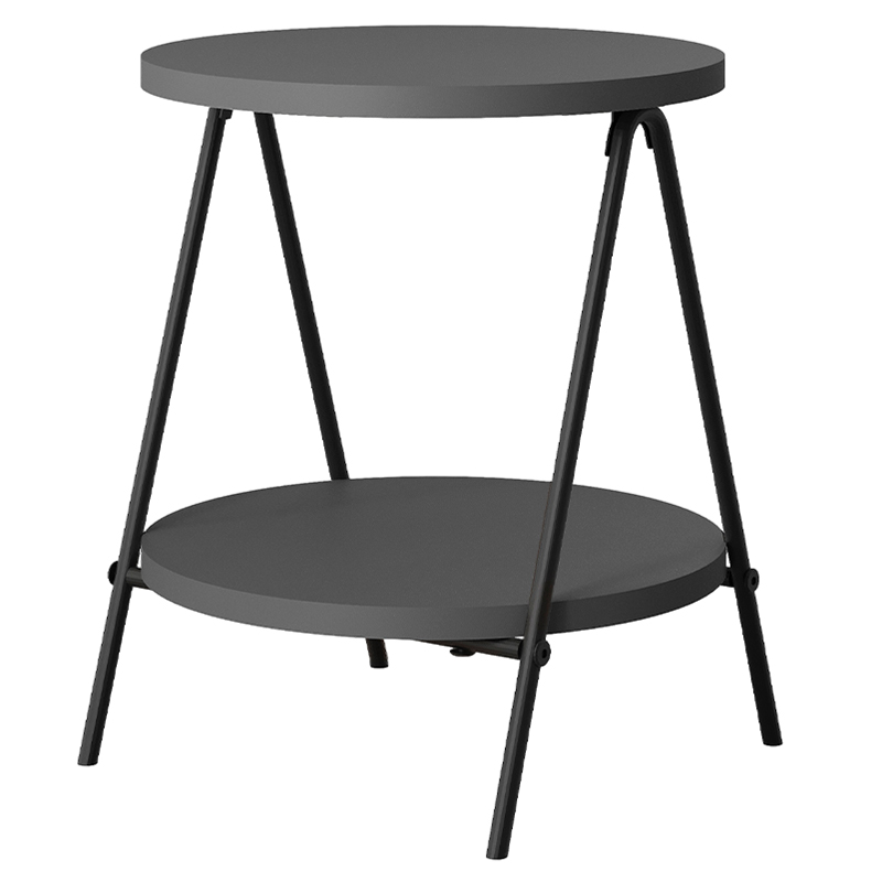 Стол приставной с 2-мя круглыми столешницами цвета антрацит ESSEL SIDE TABLE ANTHRACITE Антрацит Черный в Саратове | Loft Concept 