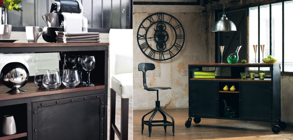 Комод в стиле Индастриал на колёсах Industrial Bar Oak Chest Комод в стиле Индастриал на колёсах Industrial Bar Oak Chest - Loft-Concept в Саратове