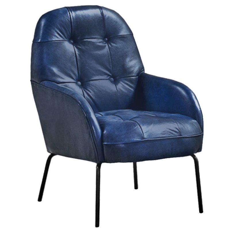 Кресло SHAPKIN LEATHER ARM CHAIR BLUE Синий Черный в Саратове | Loft Concept 