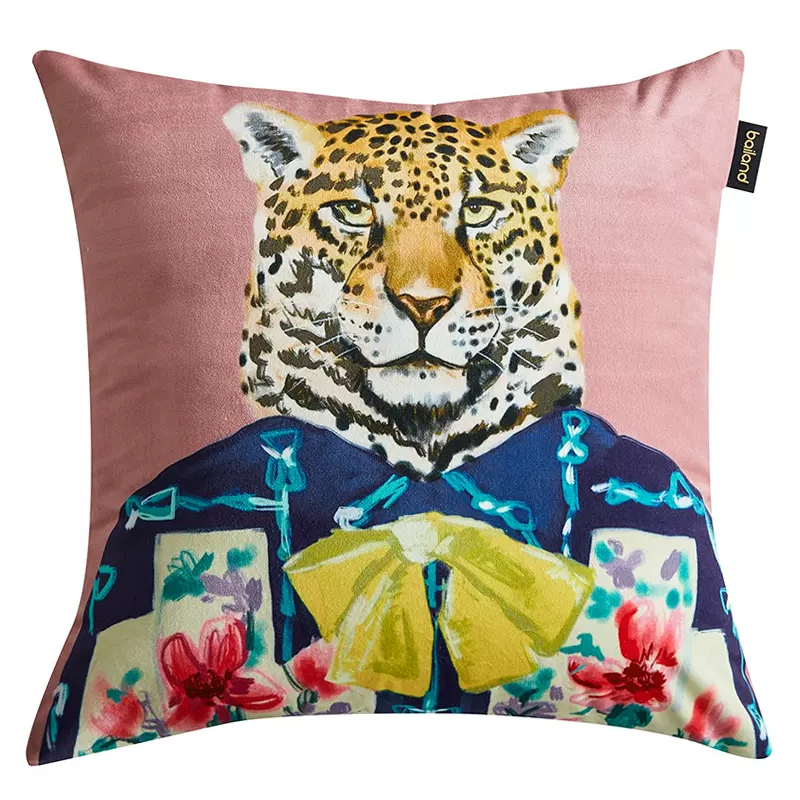 Декоративная подушка Стиль Gucci Leopard Fashion Animals Cushion Pink Розовый Мульти в Саратове | Loft Concept 