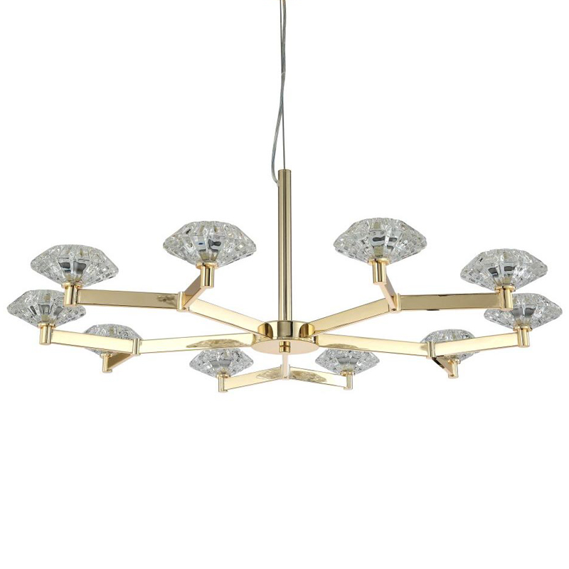 Люстра Yerker Chandelier Gold 10 Глянцевое золото Прозрачный в Саратове | Loft Concept 