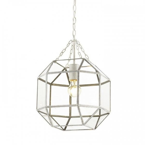 Подвесной светильник Glass & Metal Cage Pendant White Белый в Саратове | Loft Concept 