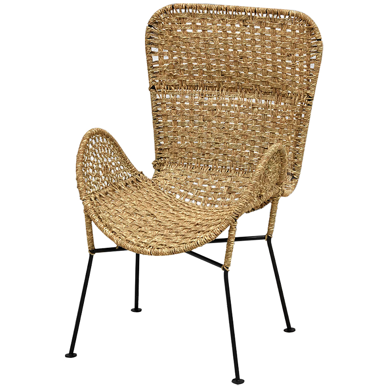 Плетеный стул на металлических ножках Tong Wicker Chair Коричневый Черный в Саратове | Loft Concept 