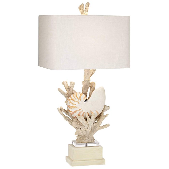 Nautilus Shell and White Coral Table Lamp Молочный Бежевый в Саратове | Loft Concept 