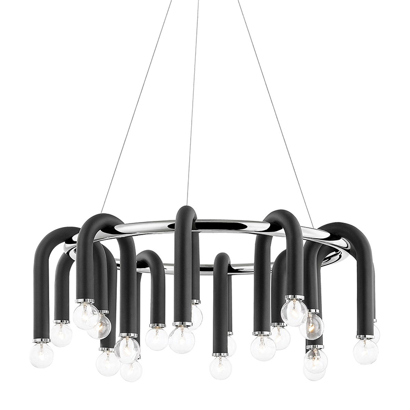 Люстра Paulson floppy chandelier round chrome Черный Хром в Саратове | Loft Concept 