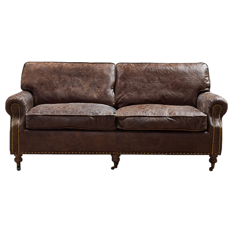 Диван RH CLASSIC LANCASTER Brown leather double Коричневый в Саратове | Loft Concept 