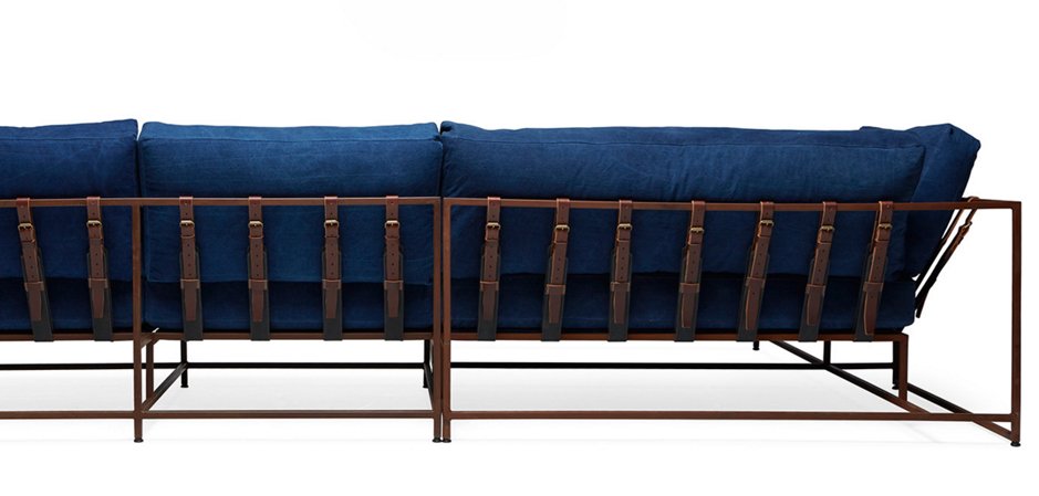 Угловой диван Indigo Denim and copper Sectional sofa Угловой диван Indigo Denim and copper Sectional sofa - Loft-Concept в Саратове
