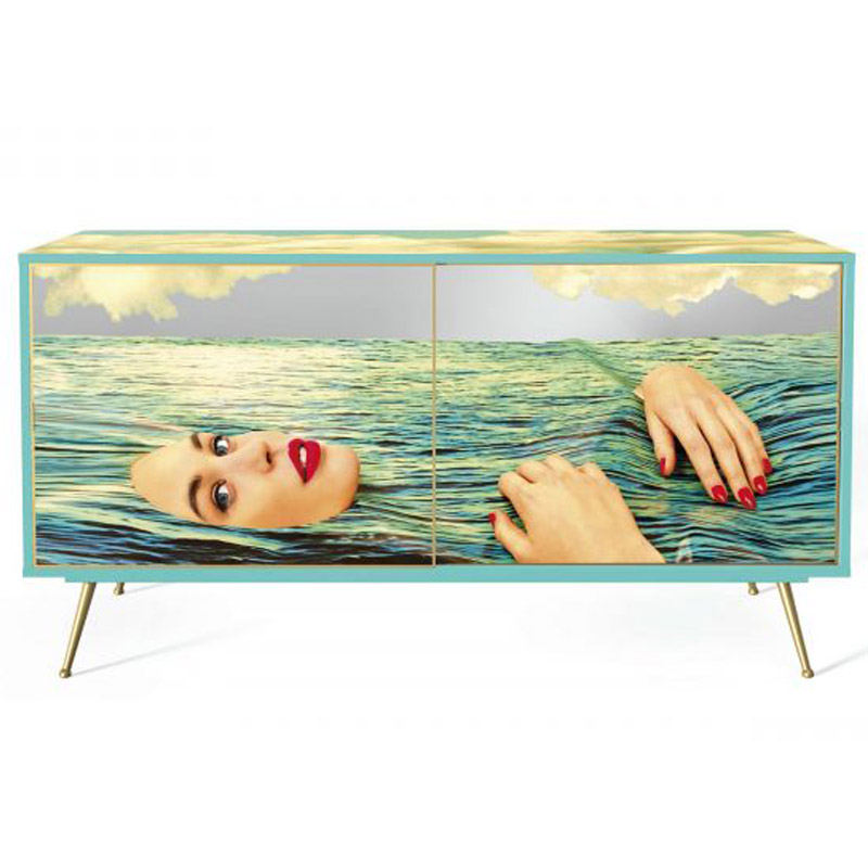 Комод Seletti Cabinet Sliding Door Sea Girl Мульти Золотой Шампань в Саратове | Loft Concept 