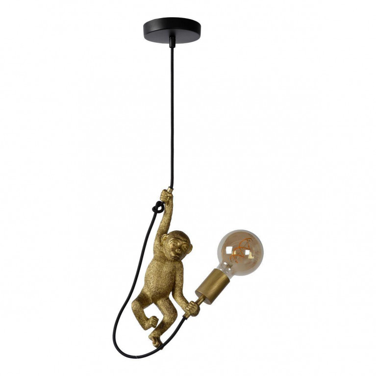 Подвесной светильник Monkey holding a light bulb Черный Золотой в Саратове | Loft Concept 