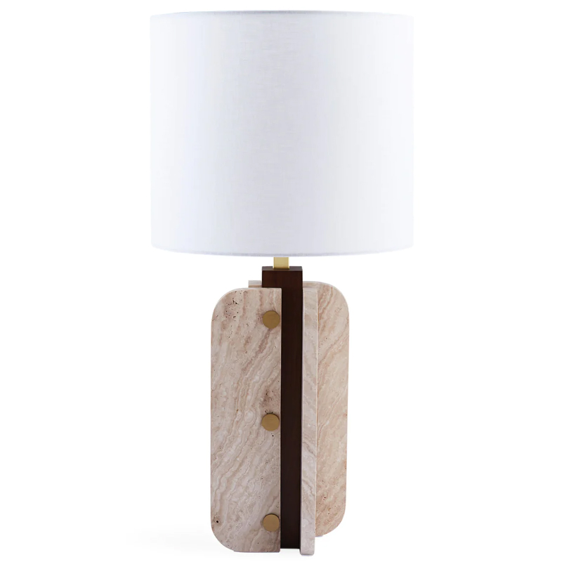 Настольная лампа TOPANGA COLUMN TABLE LAMP Белый Латунь Коричневый Бежевый в Саратове | Loft Concept 