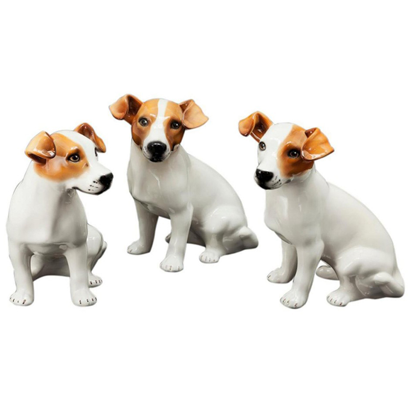 Статуэтки Abhika Jack Russel Set 3 Pcs Белый Коричневый в Саратове | Loft Concept 