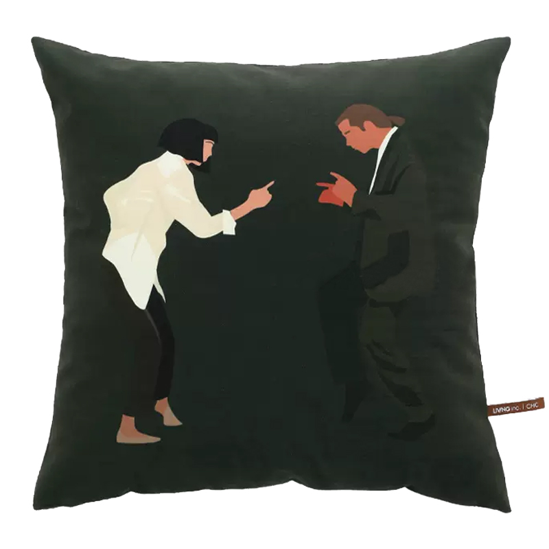 Декоративная подушка Pulp Fiction Dance Cushion Зеленый Бежевый Черный в Саратове | Loft Concept 