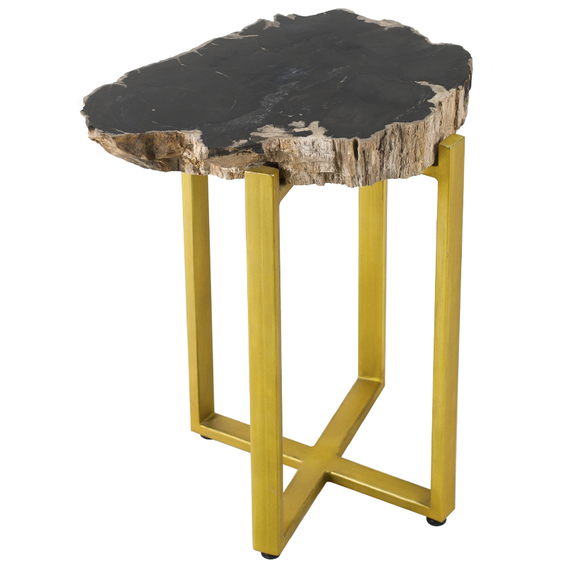 PETRIFIED WOOD COFFEETABLE GOLD S Окаменелое дерево Золотой Бежевый Черный в Саратове | Loft Concept 