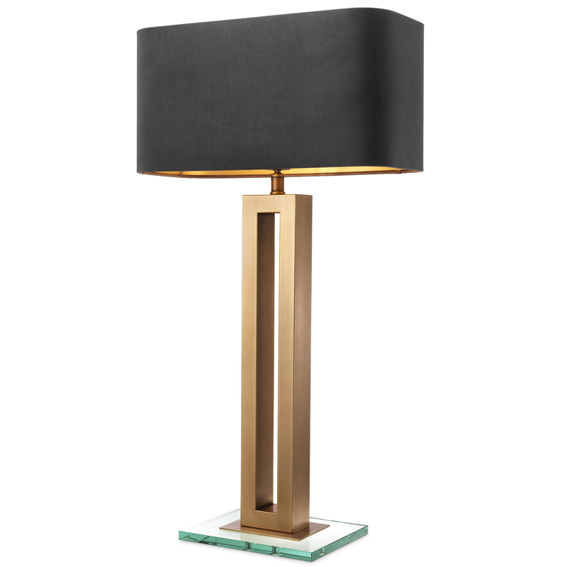 Настольная лампа Eichholtz Table Lamp Cadogan Латунь Античная полированная Прозрачный Черный в Саратове | Loft Concept 