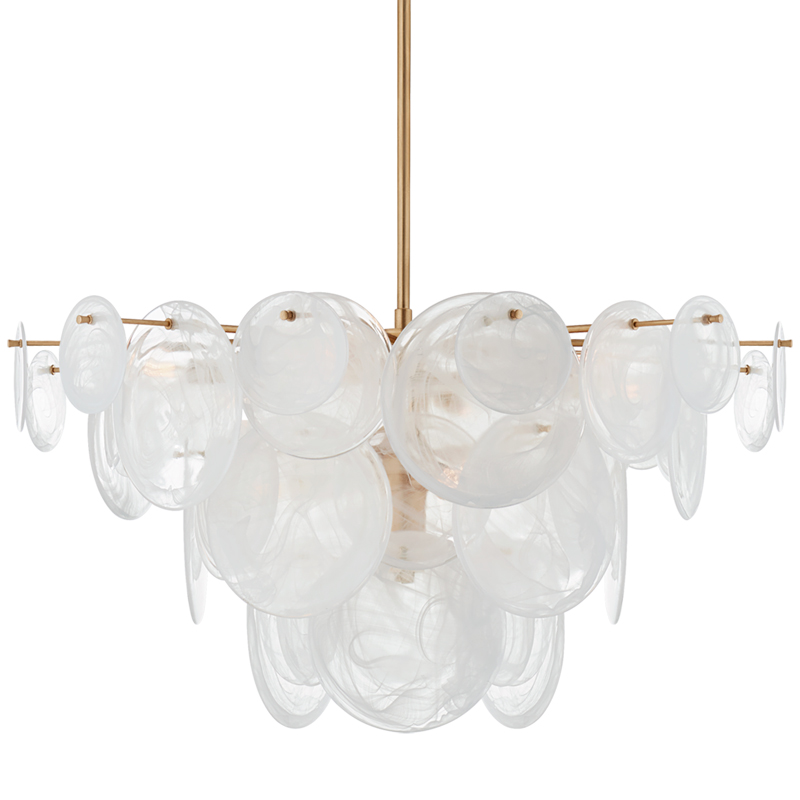 Люстра Disk Textured Glass Chandelier Золотой Белое матовое стекло Люстра Disk Textured Glass Chandelier Золотой Белое матовое стекло в Саратове | Loft Concept