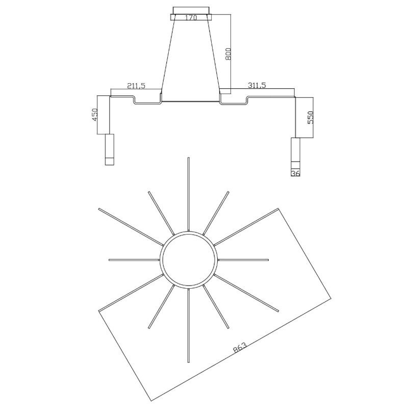 Wireflow LED White Suspension lam 12 патронов в Саратове