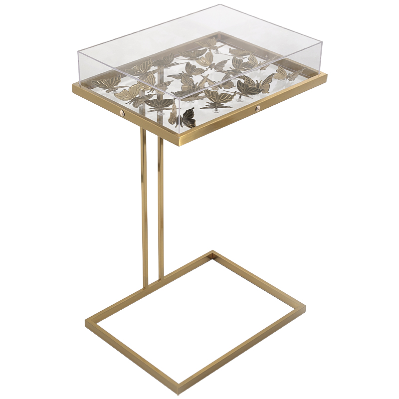 Стол Tommy Mitchell  Butterfly side table Прозрачный Латунь в Саратове | Loft Concept 