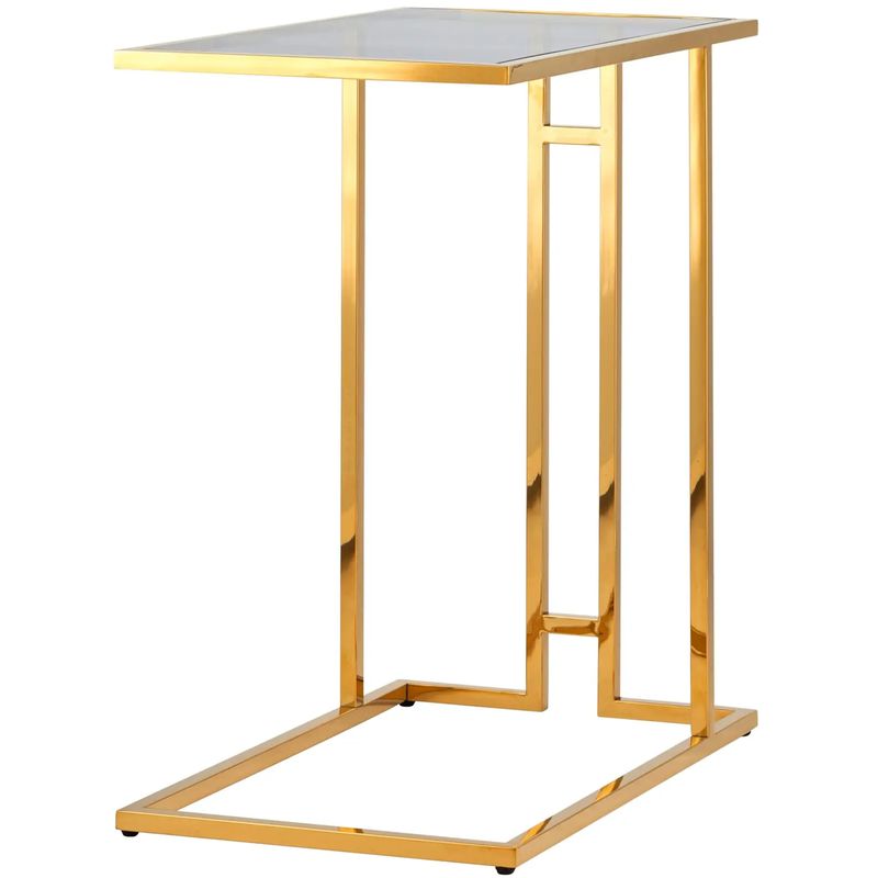 Стол приставной Lasker Milan Tables Gold Золотой Стекло Смок в Саратове | Loft Concept 