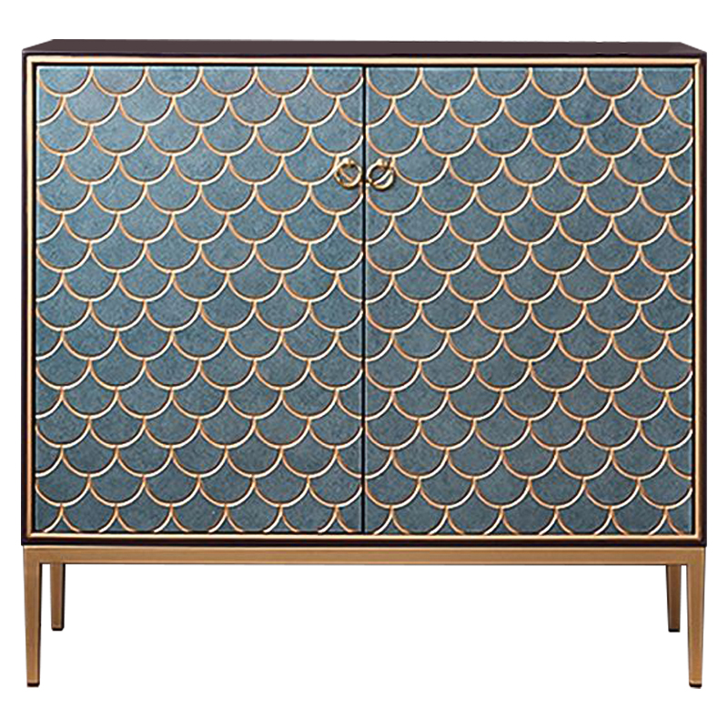 Комод с орнаментом Рыбья чешуя Cateline Scale Pattern Chest of Drawers Серый Коричневый Латунь Комод с орнаментом Рыбья чешуя Cateline Scale Pattern Chest of Drawers Серый Коричневый Латунь в Саратове | Loft Concept