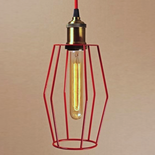 Подвесной светильник Wire Cage Pendant Spauk Red Красный в Саратове | Loft Concept 