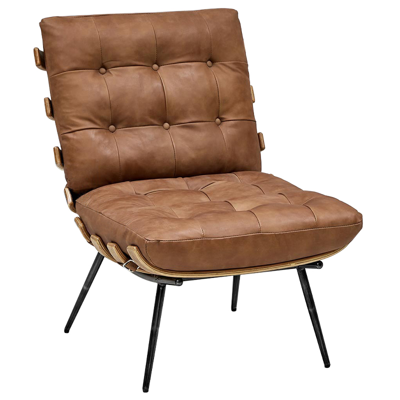 Кресло Philbert Chair brown leather Коричневый в Саратове | Loft Concept 