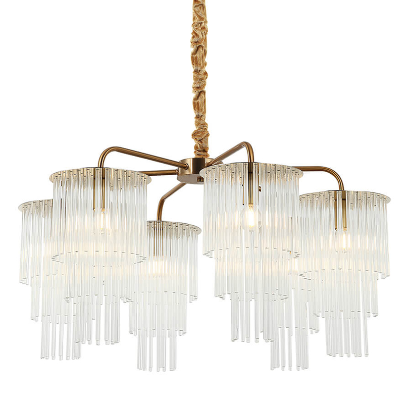 Люстра Harrison Chandelier gold 6 lamp Глянцевое золото Прозрачный в Саратове | Loft Concept 