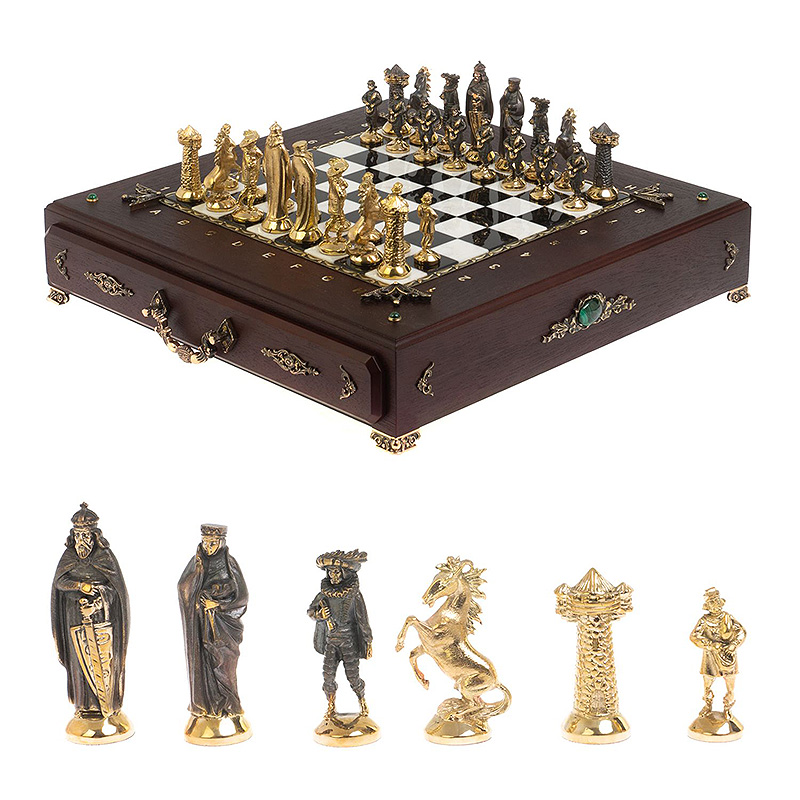 Шахматы в ларце из натуральных камней Змеевик Малахит Мрамор Decorative Thematic Chess Бронза Золотой Черный Белый Коричневый Малахит Шахматы в ларце из натуральных камней Змеевик Малахит Мрамор Decorative Thematic Chess Бронза Золотой Черный Белый Коричневый Малахит в Саратове | Loft Concept